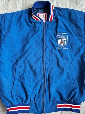 Vintage Pepsi Team 1st Quarter Blitz Bomber Jacket XL USA 1990's Promo Blue Coat